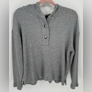 LOFT Women's Button Ribbed Hooded Sweater